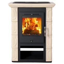 Thorma Kaminofen Augsburg Stahl Keramik Cappuccino Kacheln 7 KW