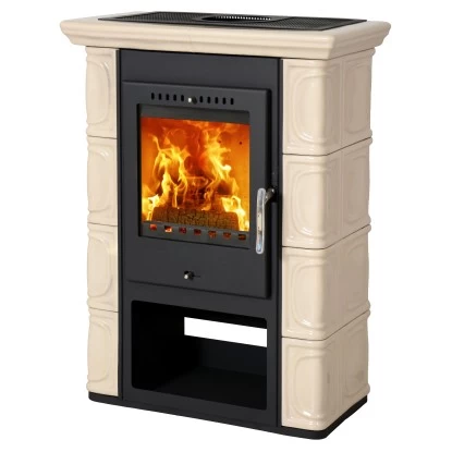 Thorma Kaminofen Augsburg Stahl Keramik Cappuccino Kacheln 7 KW 2 Thorma Kaminofen Augsburg Stahl Keramik Cappuccino Kacheln 7 KW – Bild 2