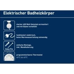 Elektrischer Badheizkörper Wuppertal Mit Programmierbarem Thermostat 600 W 13 Elektrischer Badheizkörper Wuppertal Mit Programmierbarem Thermostat 600 W -Hausheizung Geschäft 4007871151554 A02 010819
