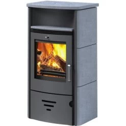 Accente Kaminofen Turin 2.0 Naturstein 6 KW Grau Mit Automatik EEK: A