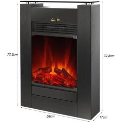 EL Fuego Elektrokamin Tessin Schwarz Mit Heizung Dimmbar 1,8 KW -Hausheizung Geschäft 4416186 2240 AY0627 3