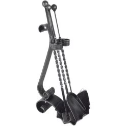 Kaminbesteck Schmiedeeisen Schwarz Lackiert Silber Patiniert