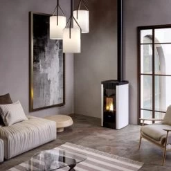 FreePoint Pelletofen Steel 9 Stahl Weiß 2,5 KW - 8,5 KW EEK: A+ -Hausheizung Geschäft 8053859014980 1009 AB 01