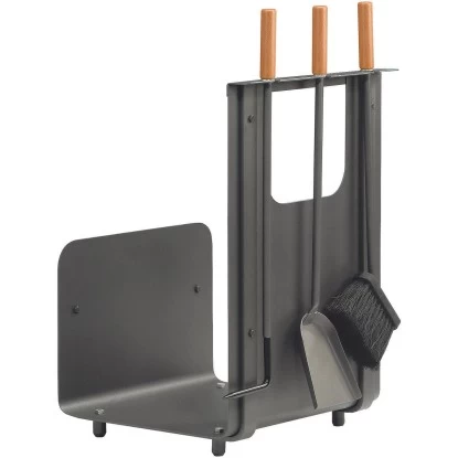 Lienbacher Holzkorb Mit Kamingarnitur 3-teilig, Anthrazit Beschichtet 1 Lienbacher Holzkorb Mit Kamingarnitur 3-teilig, Anthrazit Beschichtet