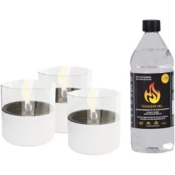 Tenderflame Tischfeuer Set Lilly In Weiß