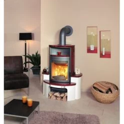 Hark Dauerbrand Kaminofen Avenso ECOplus Bordeauxrot 6 KW Mit Automatik EEK: A+